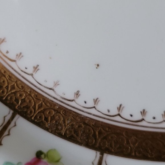 Antique Sutherland English Porcelain Gilt Plate with Roses for Marshall Fields - Picture 6 of 10